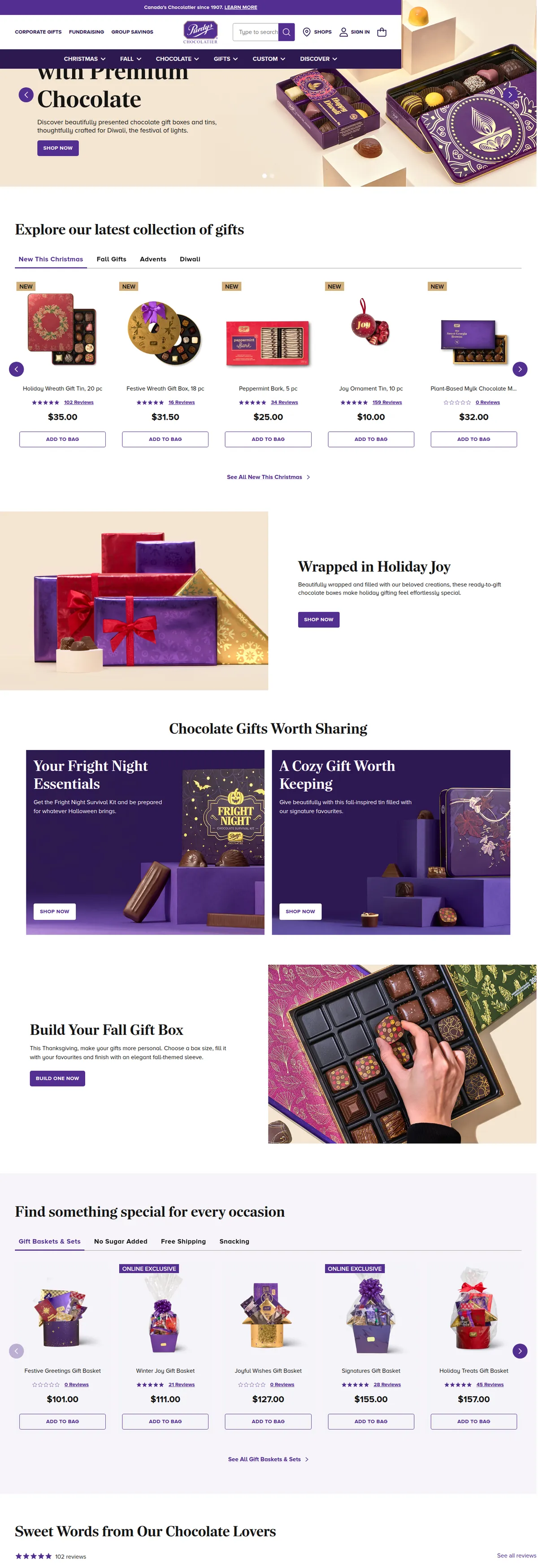Purdys Chocolatier — Desktop